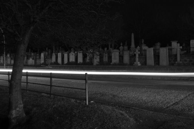 A Long-exposure of an Aberdeen Cemetery at Night