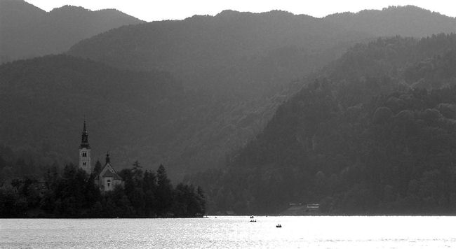 Church on island in Lake Bled, Slovenia.