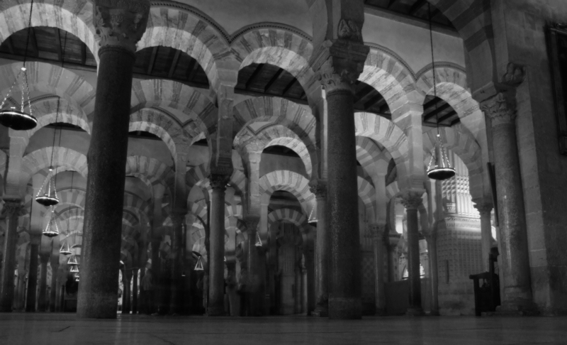 The Mezquita (mosque) in Cordoba, Andalusia, which was reconsecrated as a Catholic Cathedral. Interior - Long Exposure