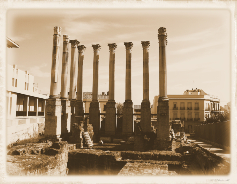 Ruins of a Roman Temple in Cordoba, Spain - Albumen effect.